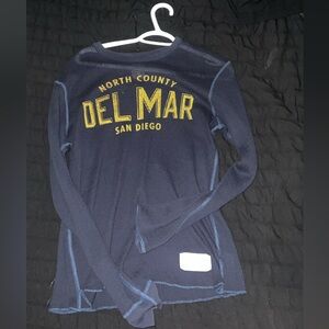 Hollister Navy Top with Yellow Del Mar Print